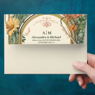 Mystical Black Gold Celestial Stars Wedding Envelope