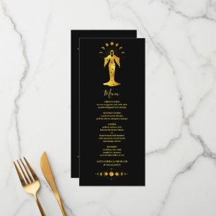 Mystical Black Gold Celestial Stars Wedding Menu