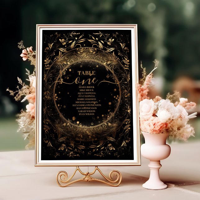 Mystical Black Gold Celestial Wedding  Table Number (Creator Uploaded)