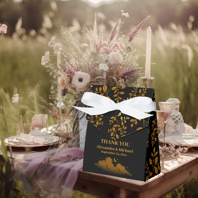 Mystical Black Gold Clouds Moon Wedding Favour Box (Creator Uploaded)