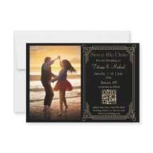  mystical black gold qr code photo save the date 