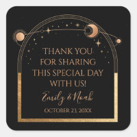 Mystical Black Gold Sun Moon Astronomy Wedding