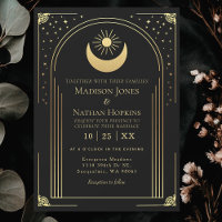 Mystical Black Gold Tarot Card Arch Wedding Invite