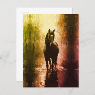 Mystical Black Horse – Dark Fantasy Equestrian Postcard