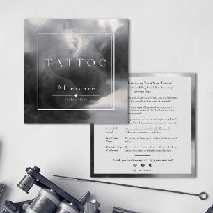Mystical Black Ink Tattoo Aftercare Instructions Square Business Card