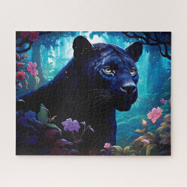 Mystical Black Panther Nature Themed Fantasy Jigsaw Puzzle (Horizontal)