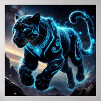Mystical Black Panther with Glowing Patterns