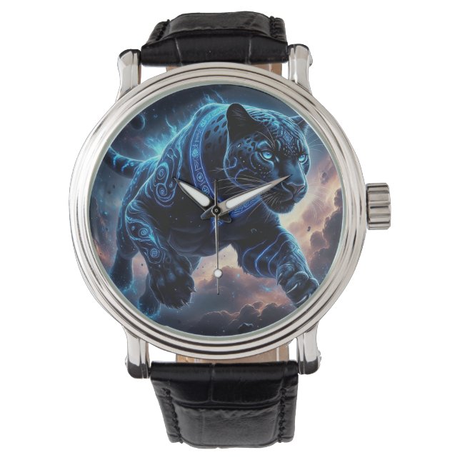 Mystical Black Panther with Glowing Patterns Watch (Front)
