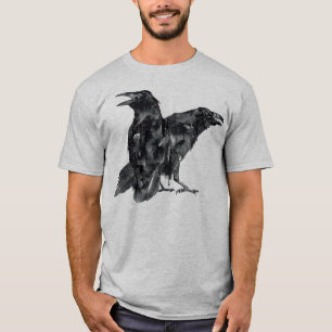Mystical Black Raven Illustration Crow Artwork T-Shirt