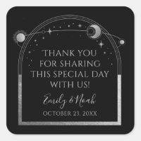 Mystical Black Silver Sun Moon Astronomy Wedding