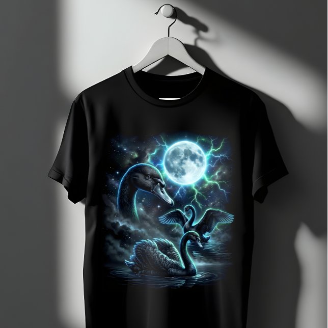 Mystical Black Swans Full Moon Gothic Art T-Shirt (Creator Uploaded)