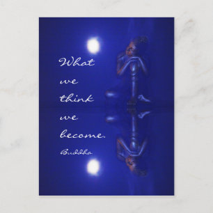 Mystical blue Buddha reflection with quote Postcard