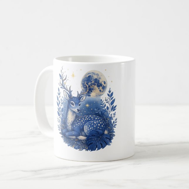 Mystical Blue Deer Mug. Coffee Mug (Front Left)