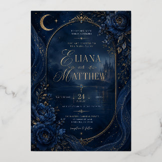 Mystical Blue Elegance Wedding Invitation