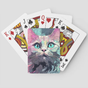 Mystical Blue Eyes Kitten Cute Cat Playing Cards