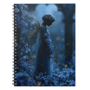 Mystical Blue Fairy in a Moonlit Enchanted Garden Notebook