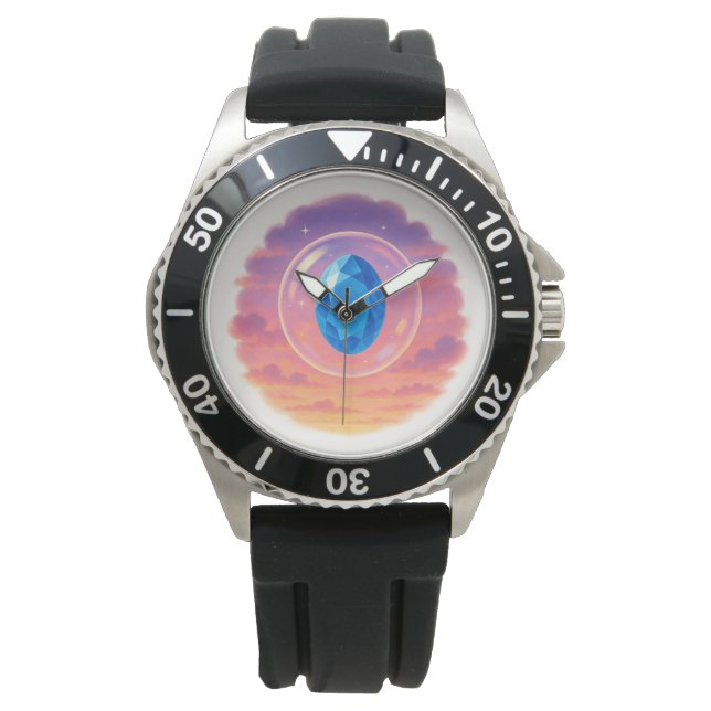 Mystical Blue Gem Sunset – Spiritual Watch Design (Front)