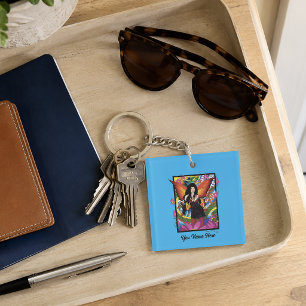 Mystical Blue Gothic Fantasy Fairy Dragon Key Ring