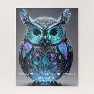 Mystical Blue Owl of Light Jigsaw Puzzle