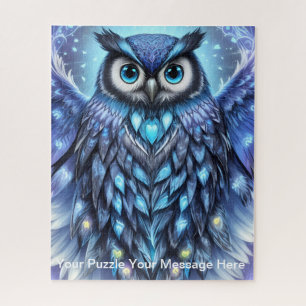 Mystical Blue Owl of Light Jigsaw Puzzle