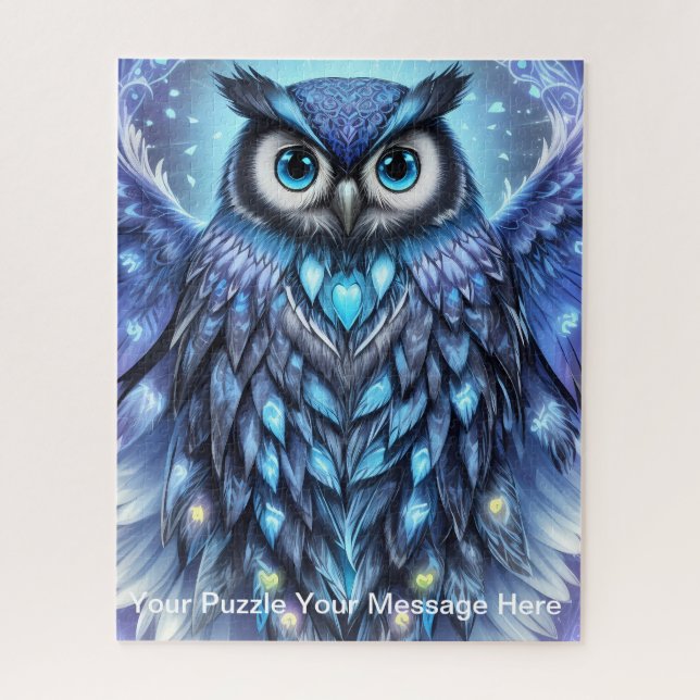 Mystical Blue Owl of Light Jigsaw Puzzle (Vertical)
