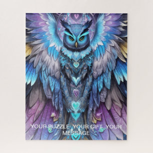 Mystical Blue Owl of Light Jigsaw Puzzle