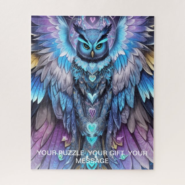 Mystical Blue Owl of Light Jigsaw Puzzle (Vertical)
