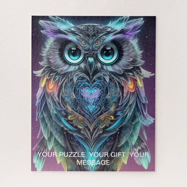 Mystical Blue Owl of Light Jigsaw Puzzle (Vertical)