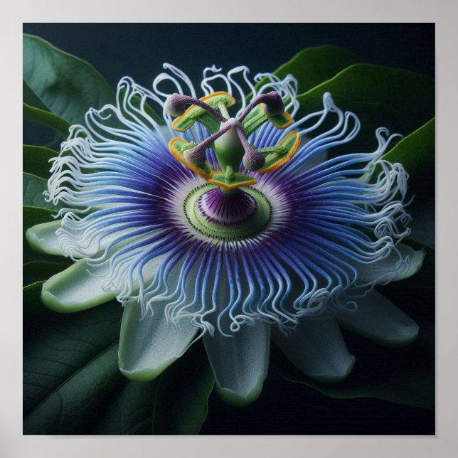Mystical Blue Passionflower in Dramatic Light  Poster (Front)