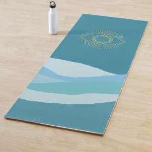 Mystical Blue Shades Mountain Gold Greek Eye Yoga Mat