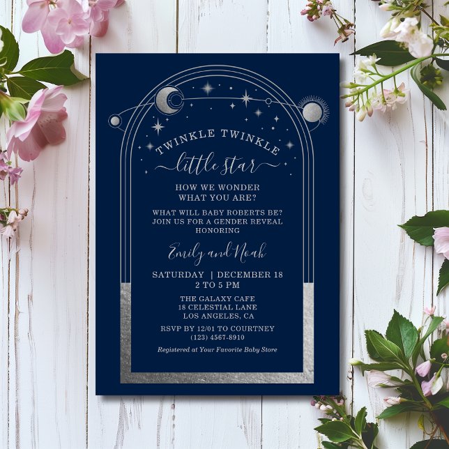 Mystical Blue Silver Sun Moon Stars Baby Shower Invitation (Creator Uploaded)