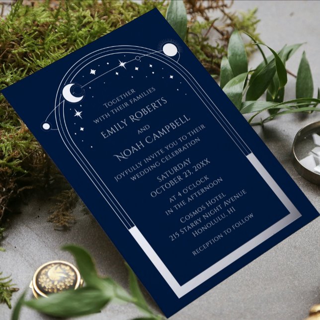 Mystical Blue Silver Sun Moon Stars Photo Wedding (Creator Uploaded)