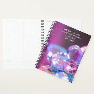 Mystical Blue Violet Jewels School Classroom Planner