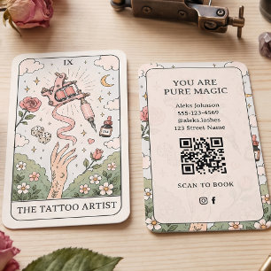 Mystical Blush Tattoo Artist Tarot Design Business Card