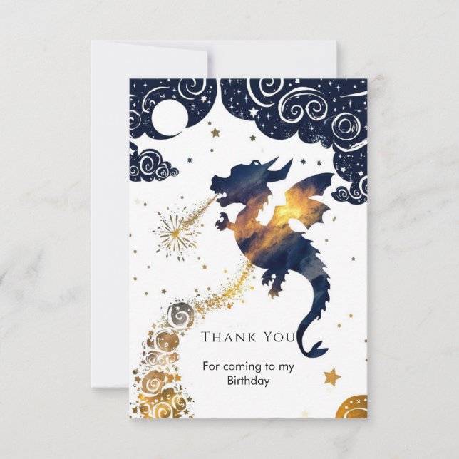 Mystical Boho Dragon Birthday Thank You Card (Front)