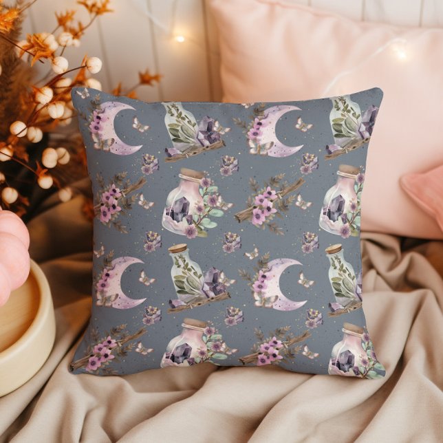 Mystical Boho Lavender Anemone Moon and Potions Cushion (Creator Uploaded)