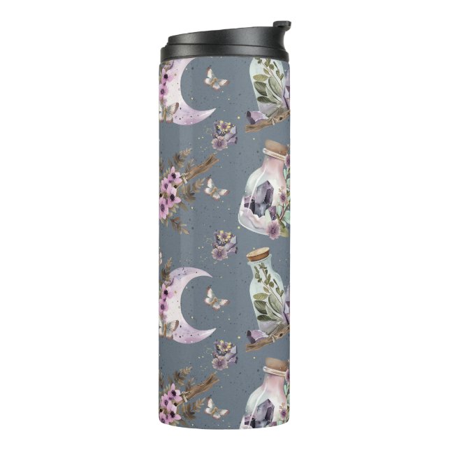 Mystical Boho Lavender Anemone Moon & Potions Thermal Tumbler (Rotated Left)