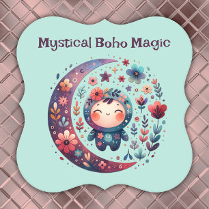 Mystical Boho Magic Maroon Paper Coaster