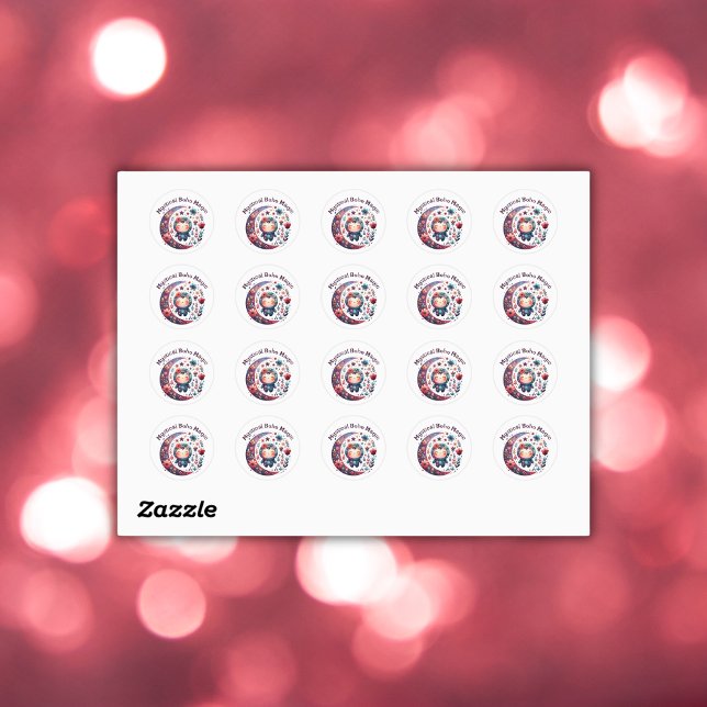 Mystical Boho Magic Maroon Text on White | Classic Round Sticker (Creator Uploaded)