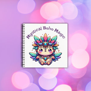 Mystical Boho Magic Purple Text on White   Notebook