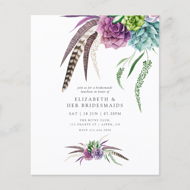 Mystical Boho Succulent Bridesmaids Luncheon Flyer (Front)