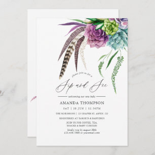 Mystical Boho Watercolor Sip and See Invitation