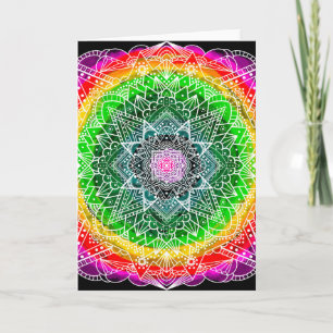 Mystical Boldly Coloured Colour Burst Mandala Card