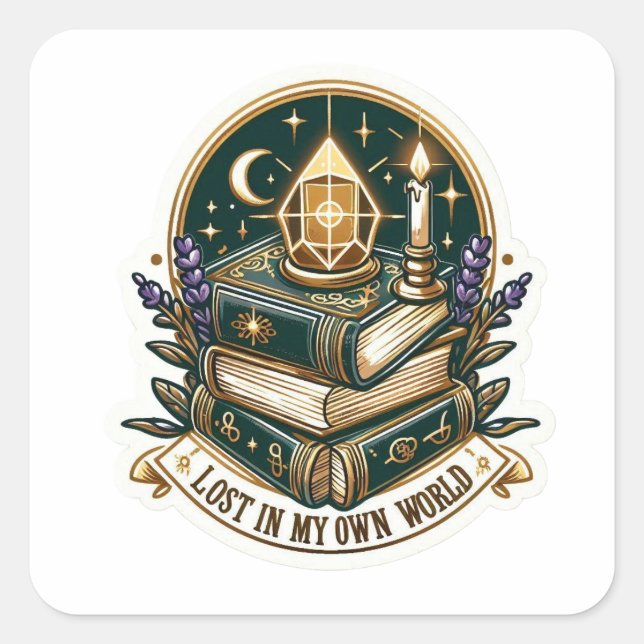 Mystical Bookstack Sticker - Lost In My Own World  (Front)