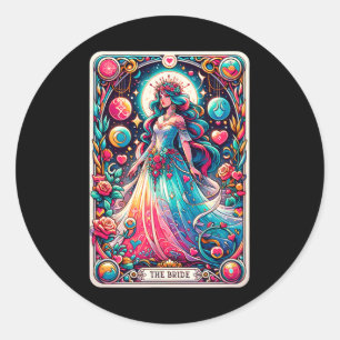 Mystical Bride Tarot Card Enchanting Wedding Artwo Classic Round Sticker