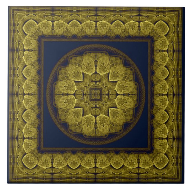 Mystical bright fractal ornament ceramic tile (Front)