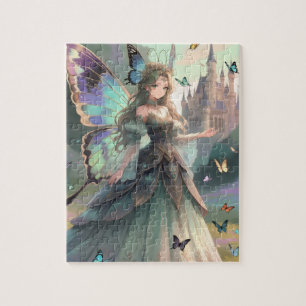 Mystical butterfly fairy in an Enchanted garden Jigsaw Puzzle