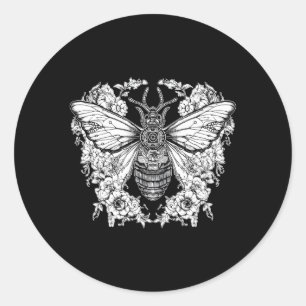 Mystical Butterfly Moth Dark Academica Occult Goth Classic Round Sticker