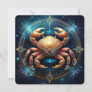 Mystical Cancer Zodiac Crab | Celestial Coastal Card