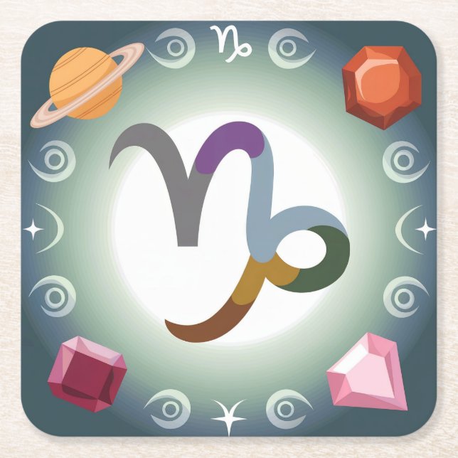 Mystical Capricorn Zodiac Coaster Set (Front)